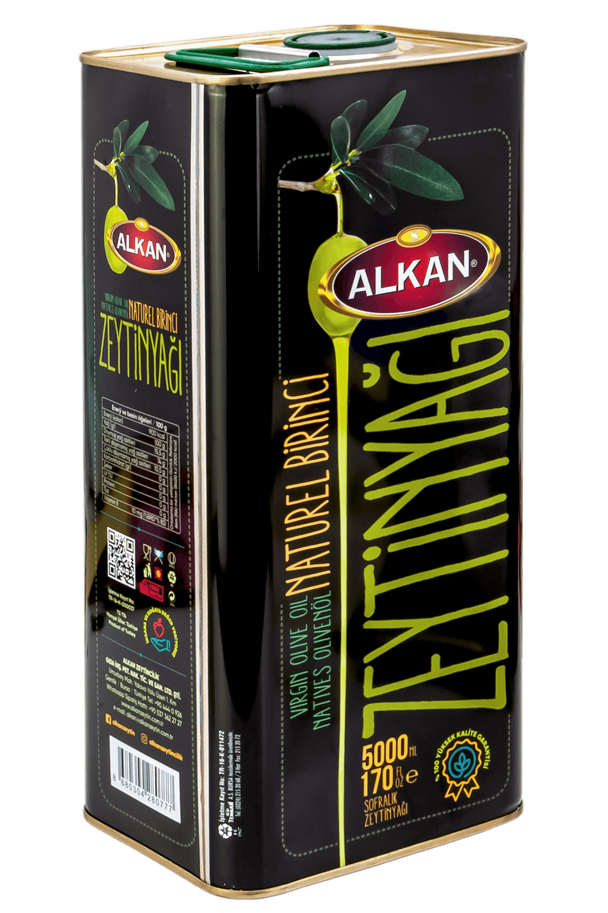 Alkan Zeytin Naturel 1. Zeytinyağı 5 lt Teneke