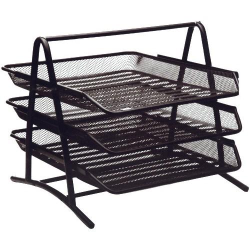 KRAF 460G Siyah Metal Perfore Evrak Rafı - 3 Katlı