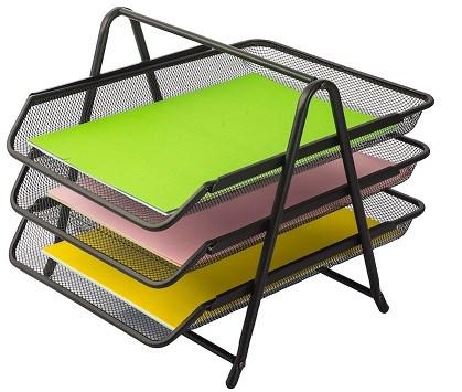 KRAF 460G Siyah Metal Perfore Evrak Rafı - 3 Katlı