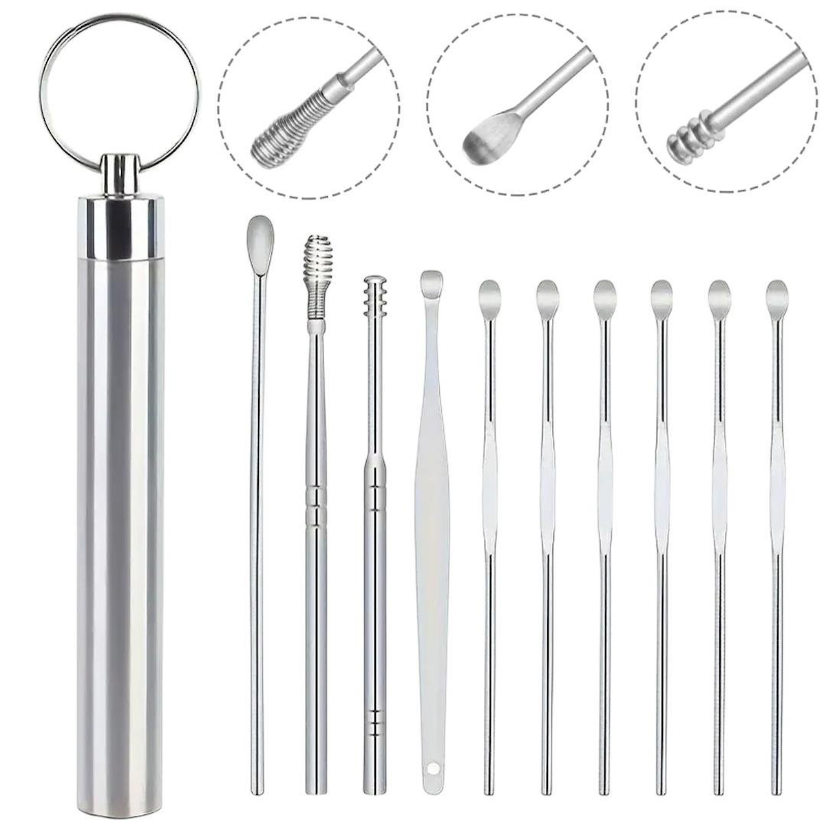 Ayt Sunup SN-27132 Paslanmaz Çelik 10’lu Kulak Temizleme Seti Kulak Temizleyici