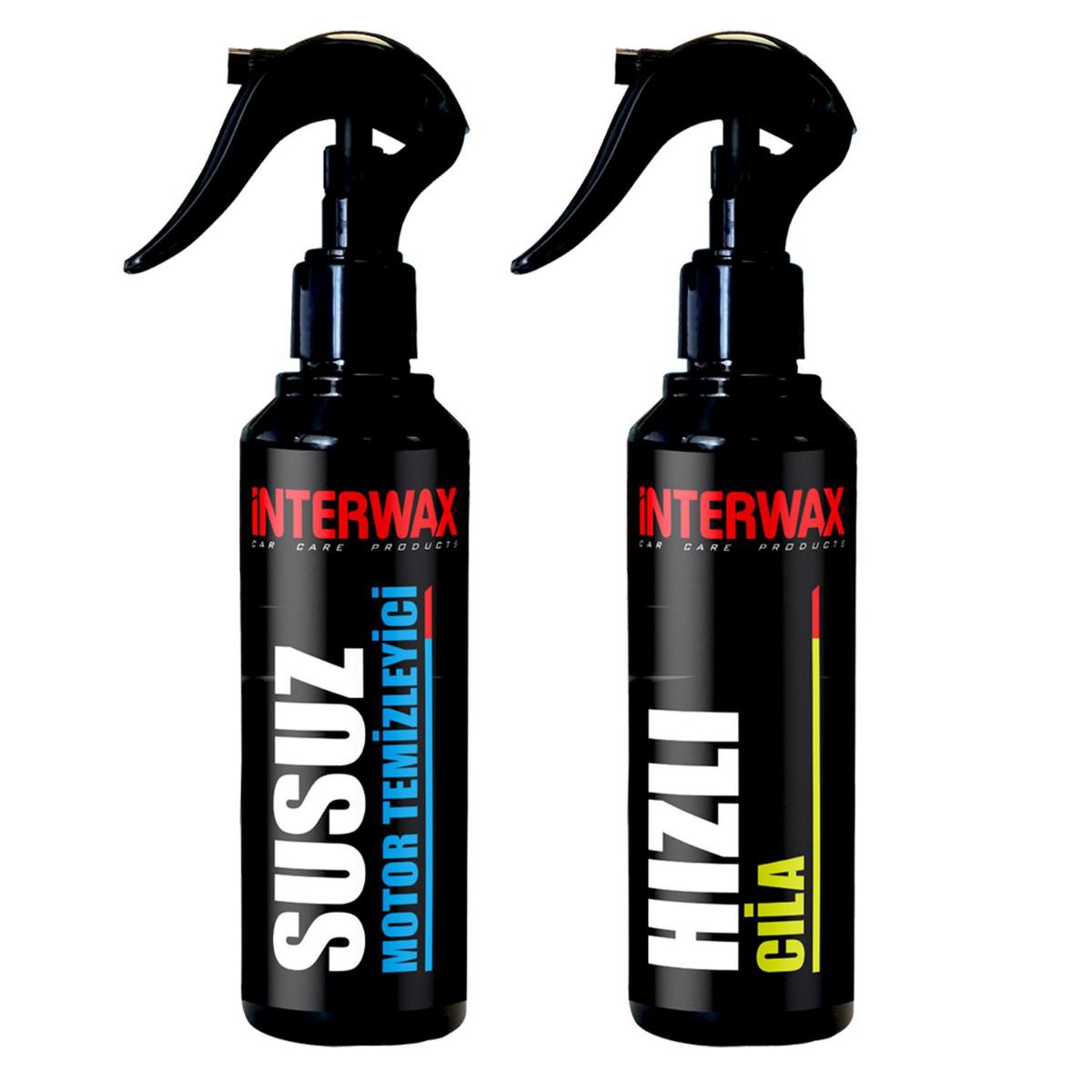 INTERWAX 2'Lİ OTO BAKIM ve TEMİZLİK SETİ SUSUZ MOTOR TEMİZLEYİCİ 230 ml + HIZLI CİLA 230 ml