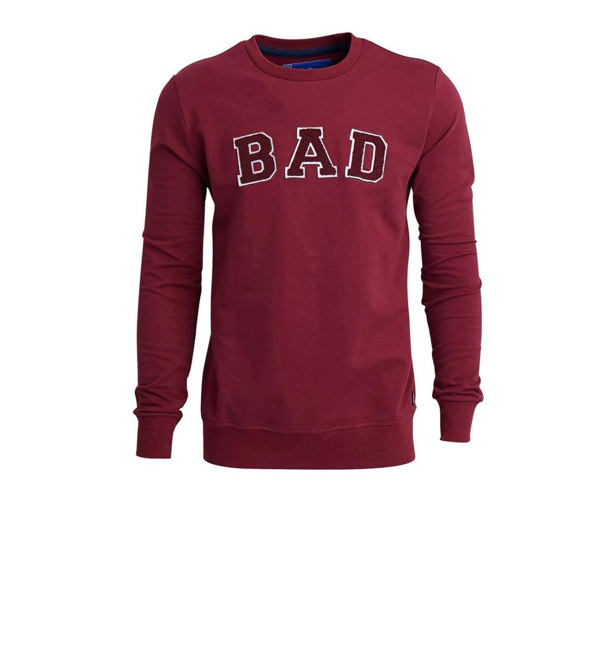 Bad Convex Crewneck Bordo Baskılı Erkek Sweatshirt