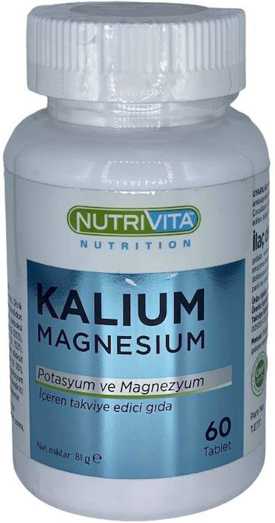 Kalium Magnesium 60 Tablet Potasyum Magnezyum Çinko Demir Vitamin B6 B12 Iron