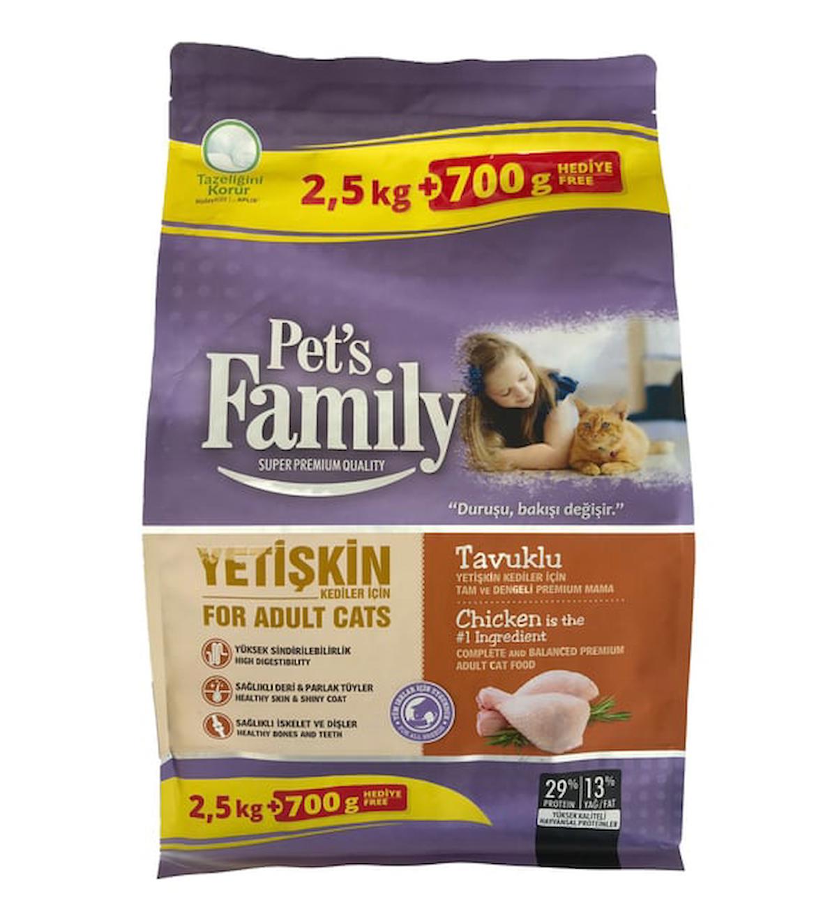 Pets Famıly Kedı Kedı Maması Yetıskın Tavuklu 2500 Gr+700 Gr