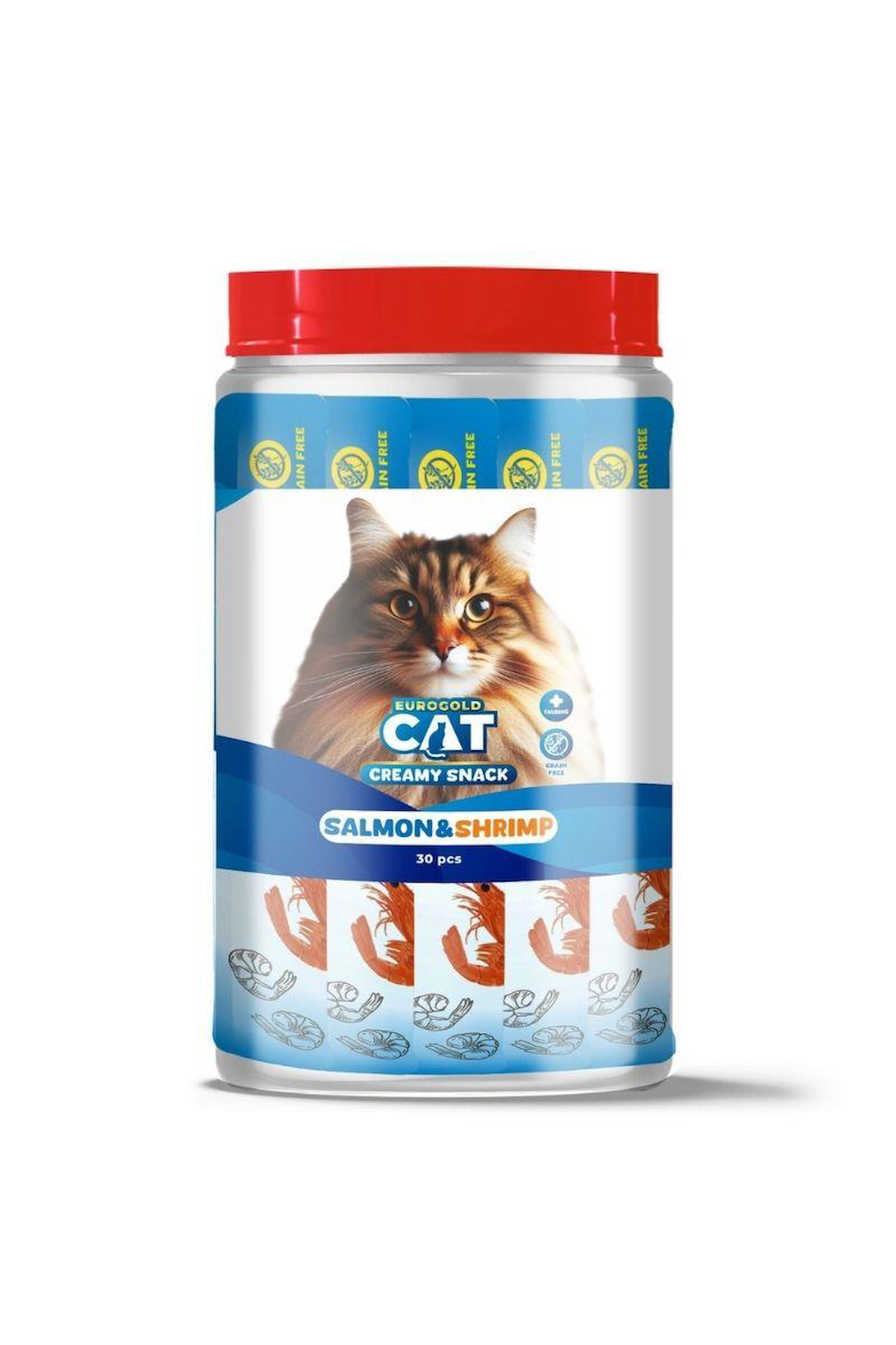 EuroGold Cat Creamy Somon - Karides Sıvı Kedi Ödül Maması  30x15Gr