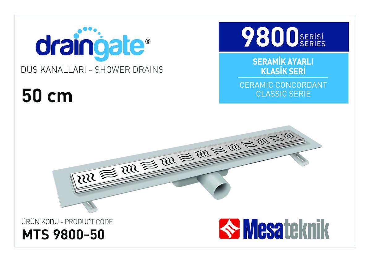 Mesateknik Draingate® Seramik Ayarlı Paslanmaz Yükseltme Parçalı Duş Kanalı MTS 9800 50