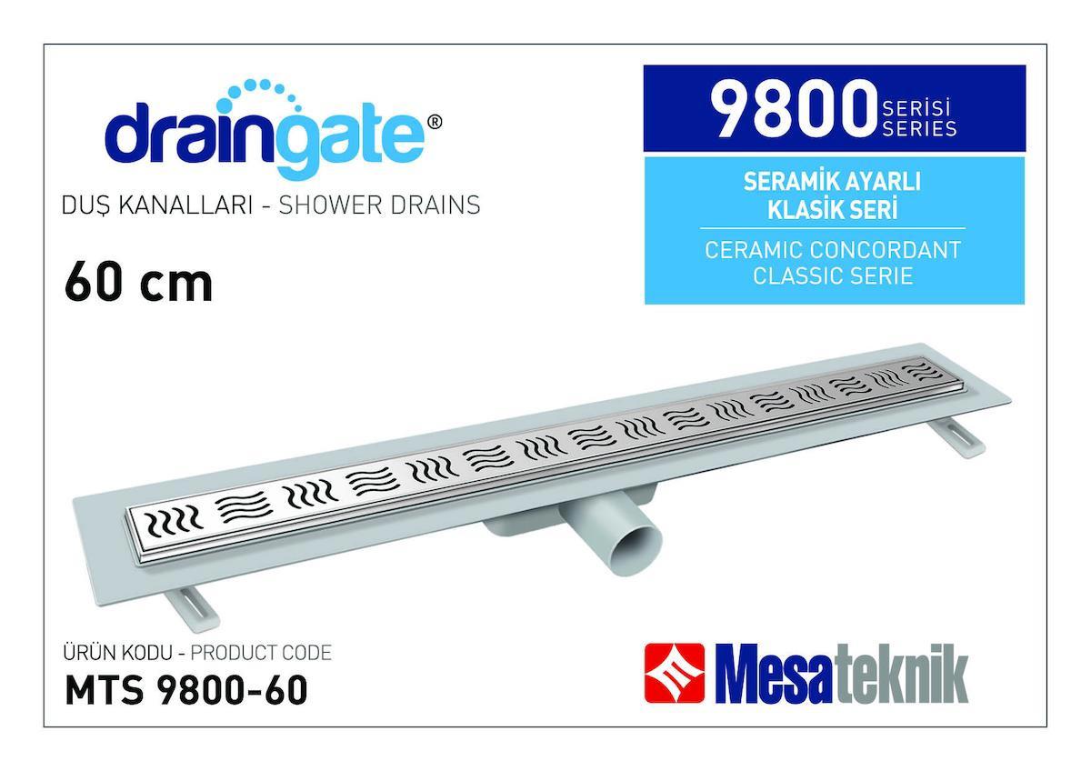 Mesateknik Draingate® Seramik Ayarlı Paslanmaz Yükseltme Parçalı Duş Kanalı MTS 9800 60