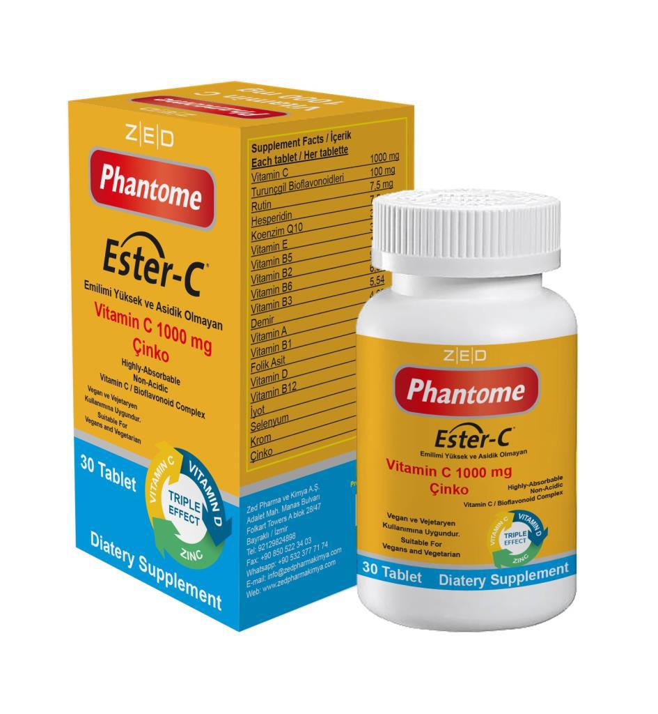 PHANTOME TABLET VİTAMİN C 1000 MG 30 TABLET