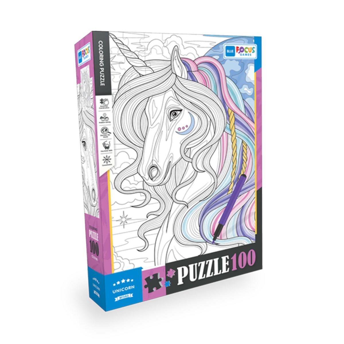 Blue Focus Coloring Puzzle 6+ Yaş Orta Boy Puzzle 100 Parça