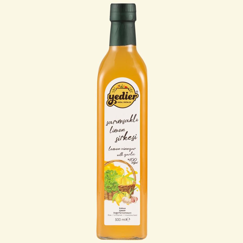 İçilebilir Doğal Fermantasyon Katkısız Sarımsaklı Maydanozlu Limon Sirkesi 500ml