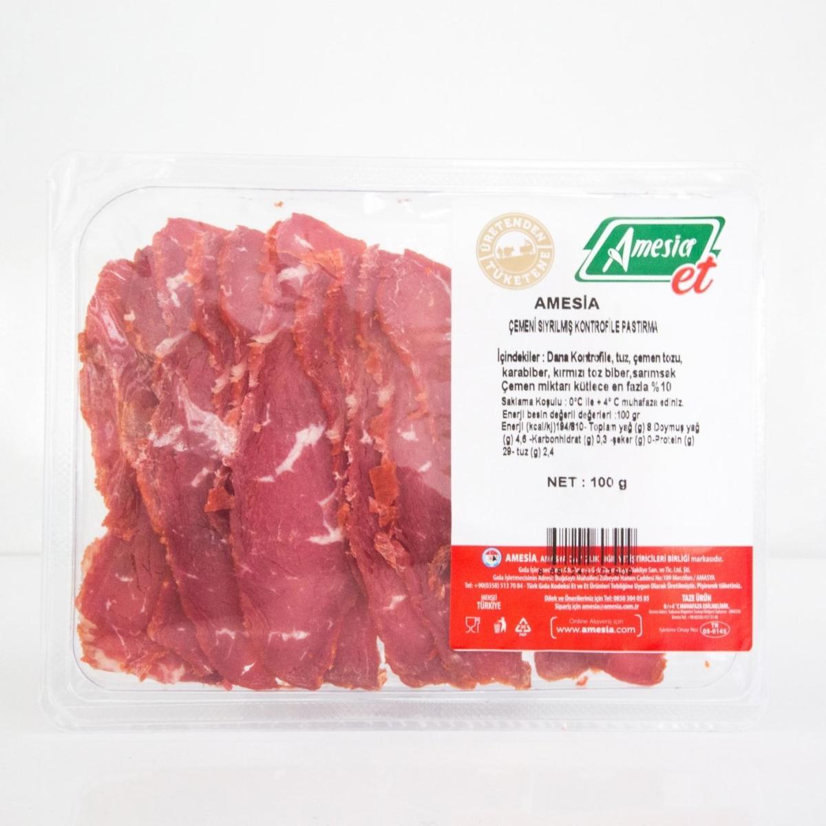 ÇEMENİ SIYRILMIŞ KONTRFİLE PASTIRMA 100 G.