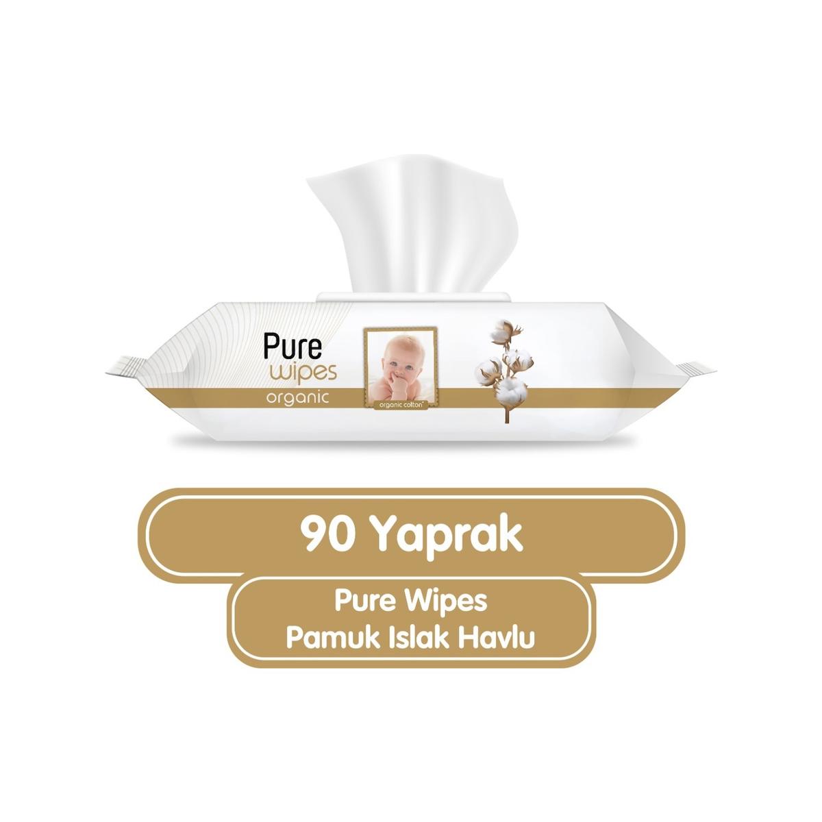 Pure Wipes Organik Islak Havlu Mendil 90 Yaprak