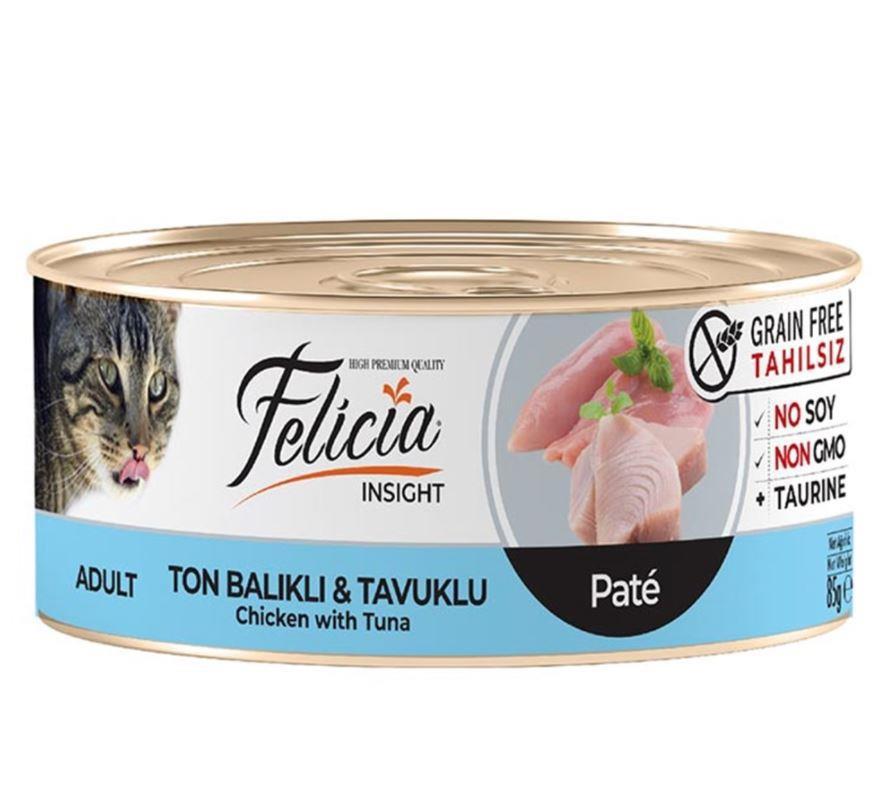 Felicia Ton Balıklı-Tavuklu Kıyılmış Tahılsız Kedi Konservesi 85 gr