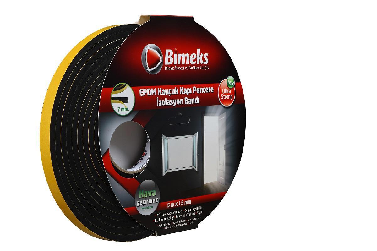 Epdm Kauçuk Kapı Pencere Bandı 7mmx15mmx5mt Siyah