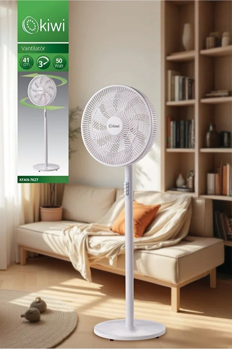 KFAN-7627 Salınım Fonksiyonlu Ultra Sessiz Stand Vantilatör 9 Kanatlı 50W