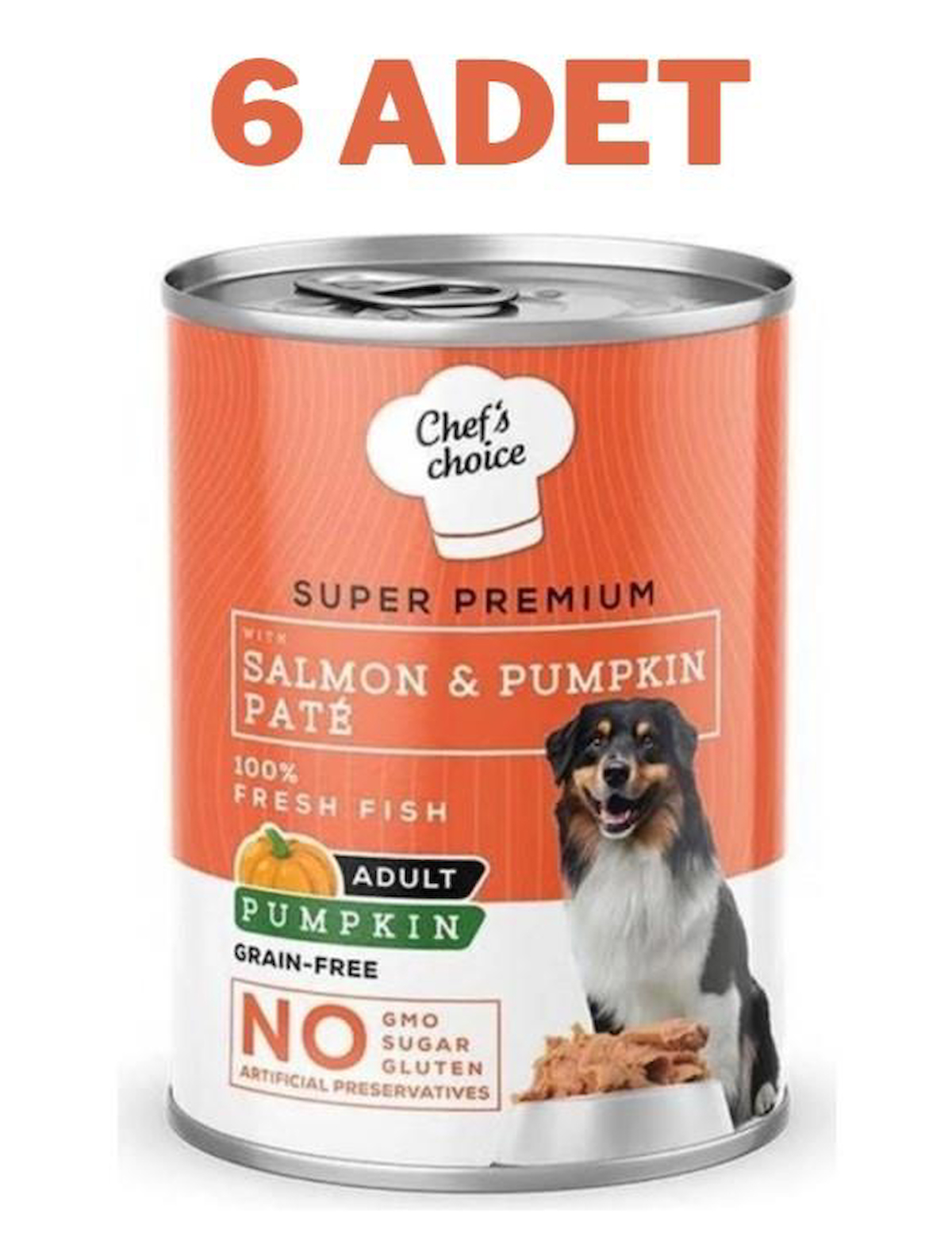 Chefs Choice Balkabaklı Somonlu Pate Köpek Konservesi 6x400gr