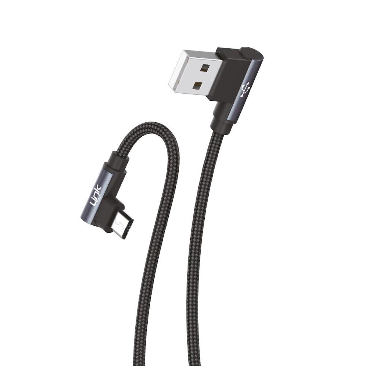 Linktech K592 Safe Micro USB 90 Derece Data/Şarj Kablosu 3A 1.5mt