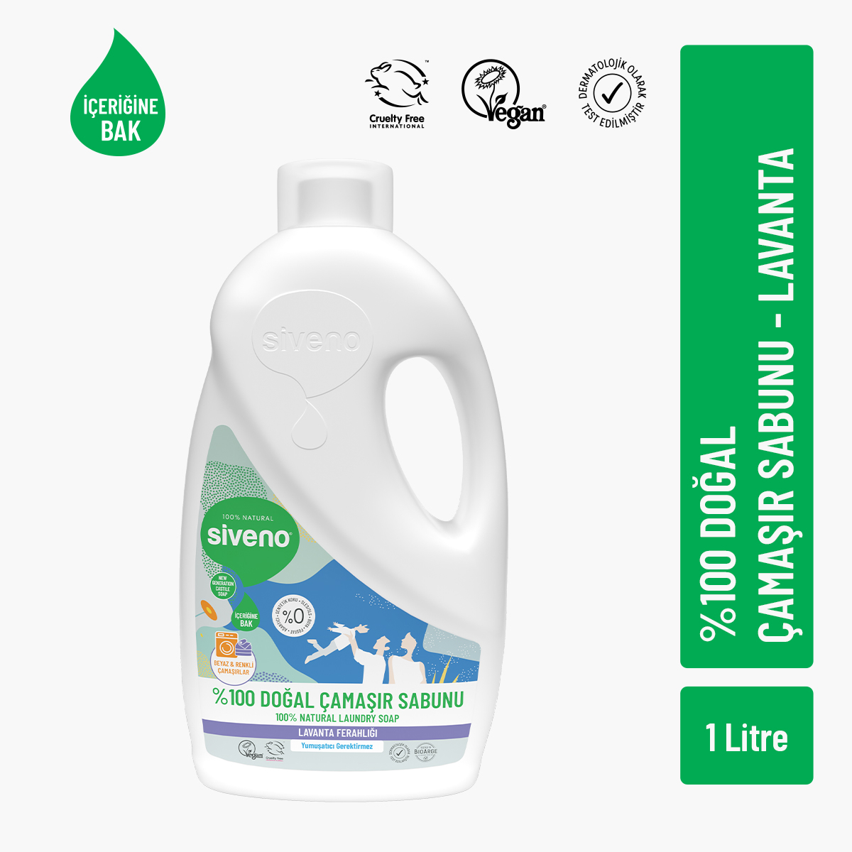 Siveno %100 Doğal Çamaşır Sabunu Lavanta Yağlı Kendinden Yumuşatıcılı Bitkisel Deterjan Vegan 1000ml
