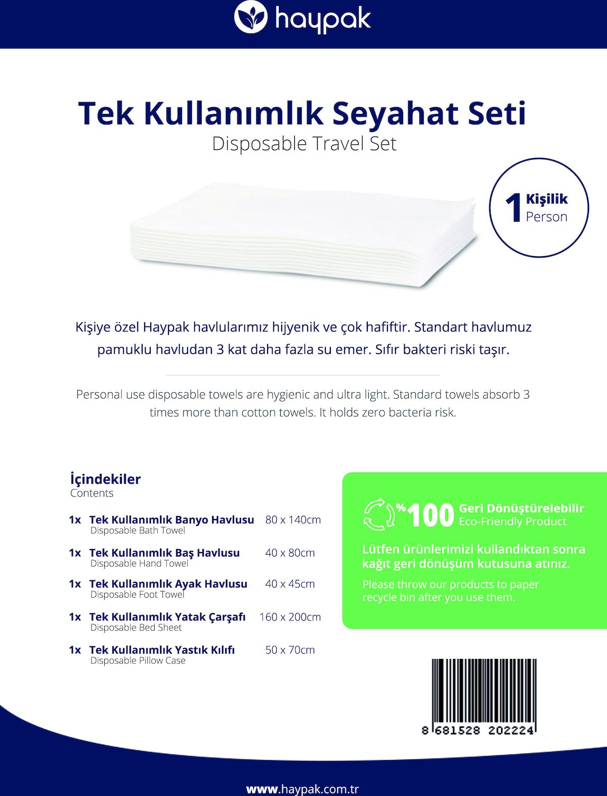 Tek kişilik Seyahat seti 5 li - 3 paket