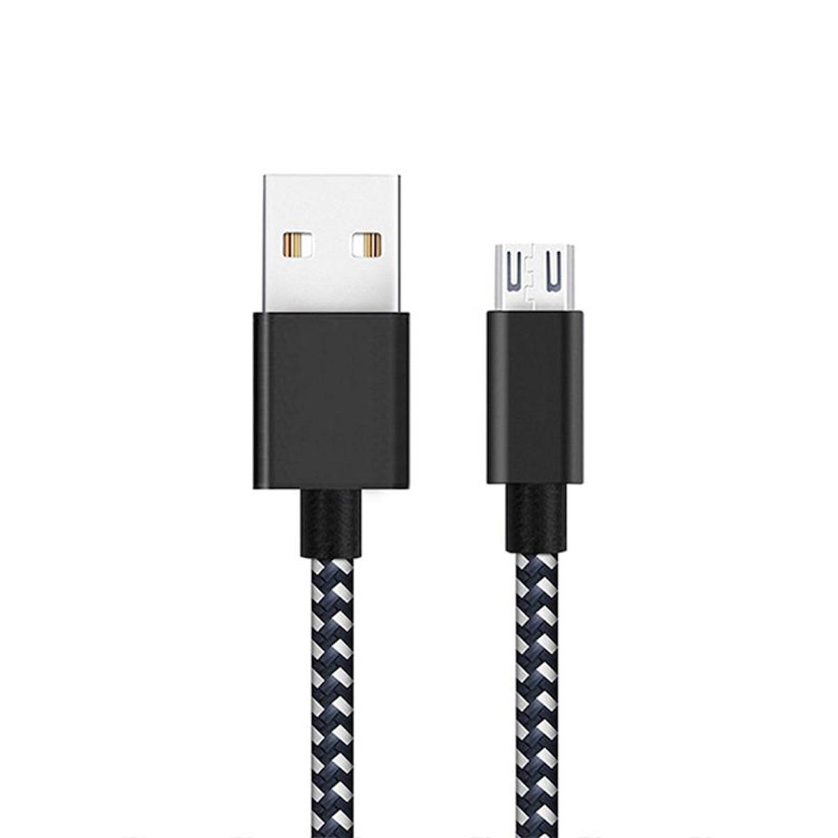 Diwu Micro USB Örgülü Yüksek Hızlı Şarj Kablosu Siyah