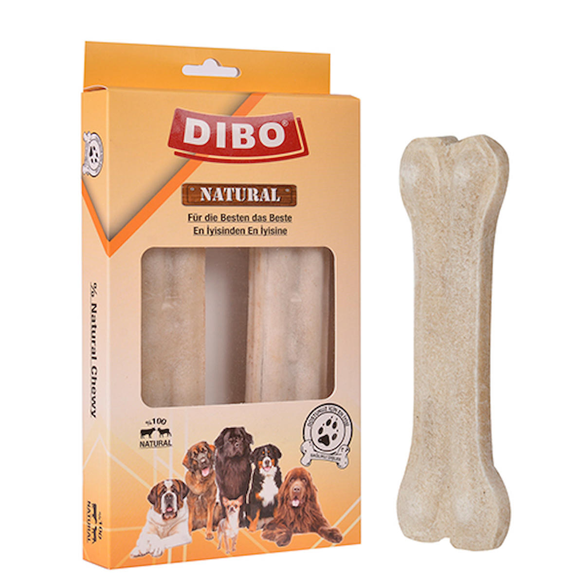 Dibo Beyaz Press Kemik Köpek Ödülü 2'li 150-160 Gr 21 Cm 