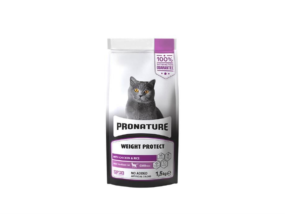 Pronature Kilo Kontrolü için Tavuklu ve Pirinçli Kısırlaştırılmış Yetişkin Kedi Maması 1,5kg