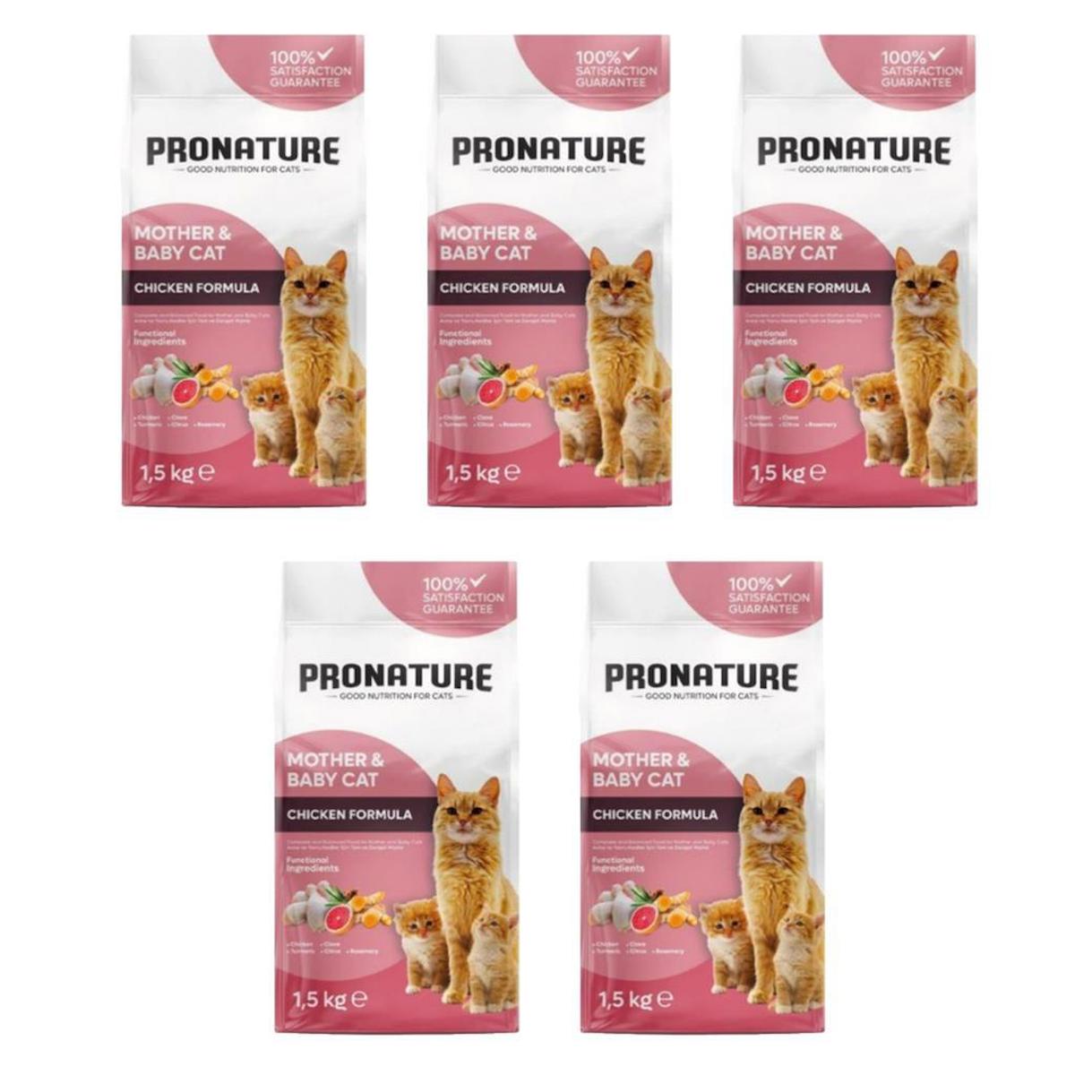 Pronature Mother & Baby Tavuk Etli Kuru Kedi Maması 1,5 Kg*5 Adet