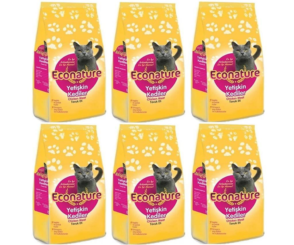 Econature Tavuklu Yetişkin Kedi Maması 1 Kg*6 Adet