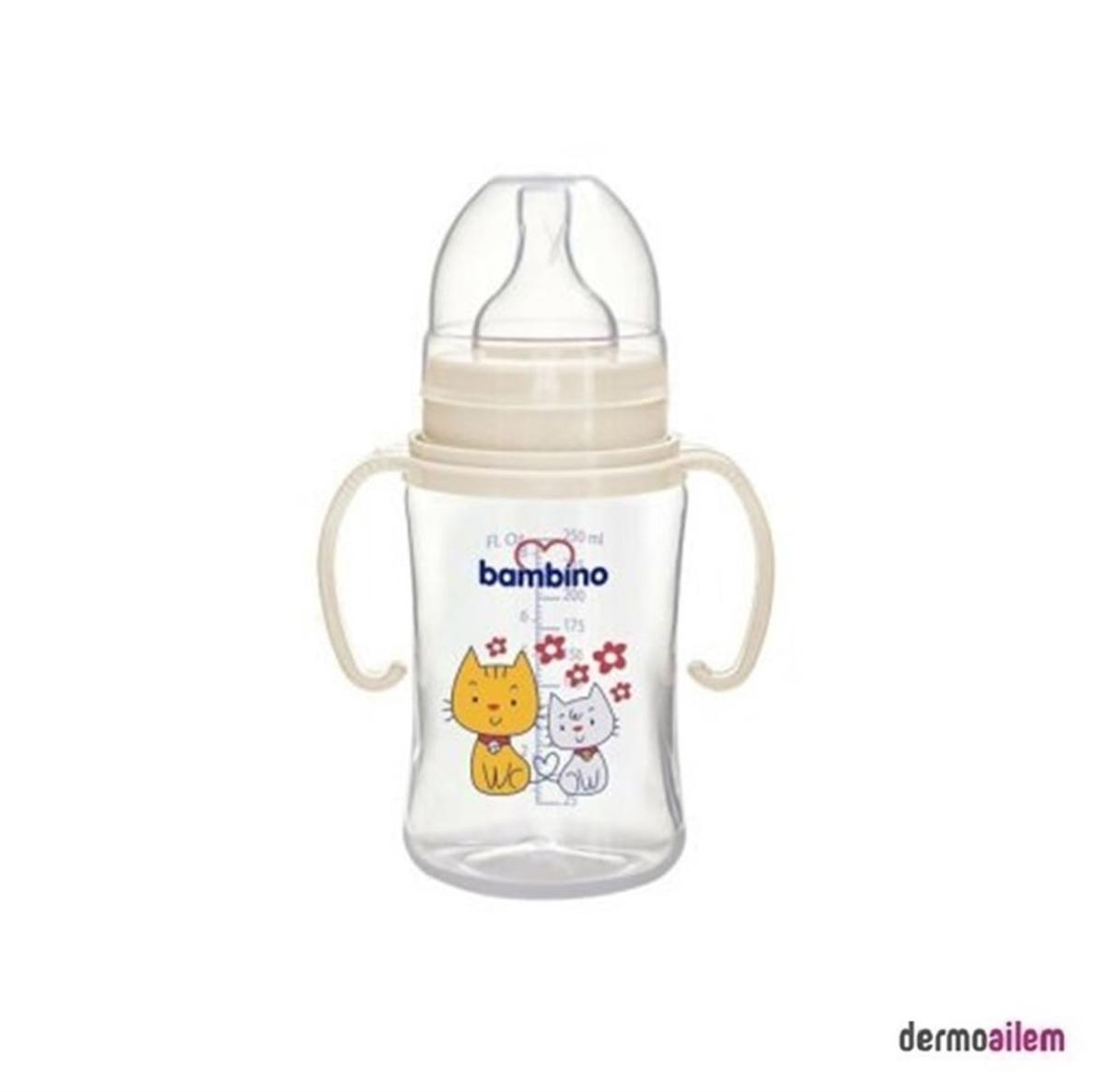 Bambino Pp Geniş Ağızlı Kulplu Biberon Krem 250 Ml B818