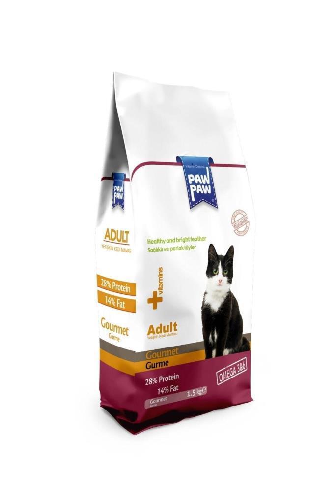 Paw Paw Gurme Yetişkin Kedi Maması 1,5 Kg 5 Adet