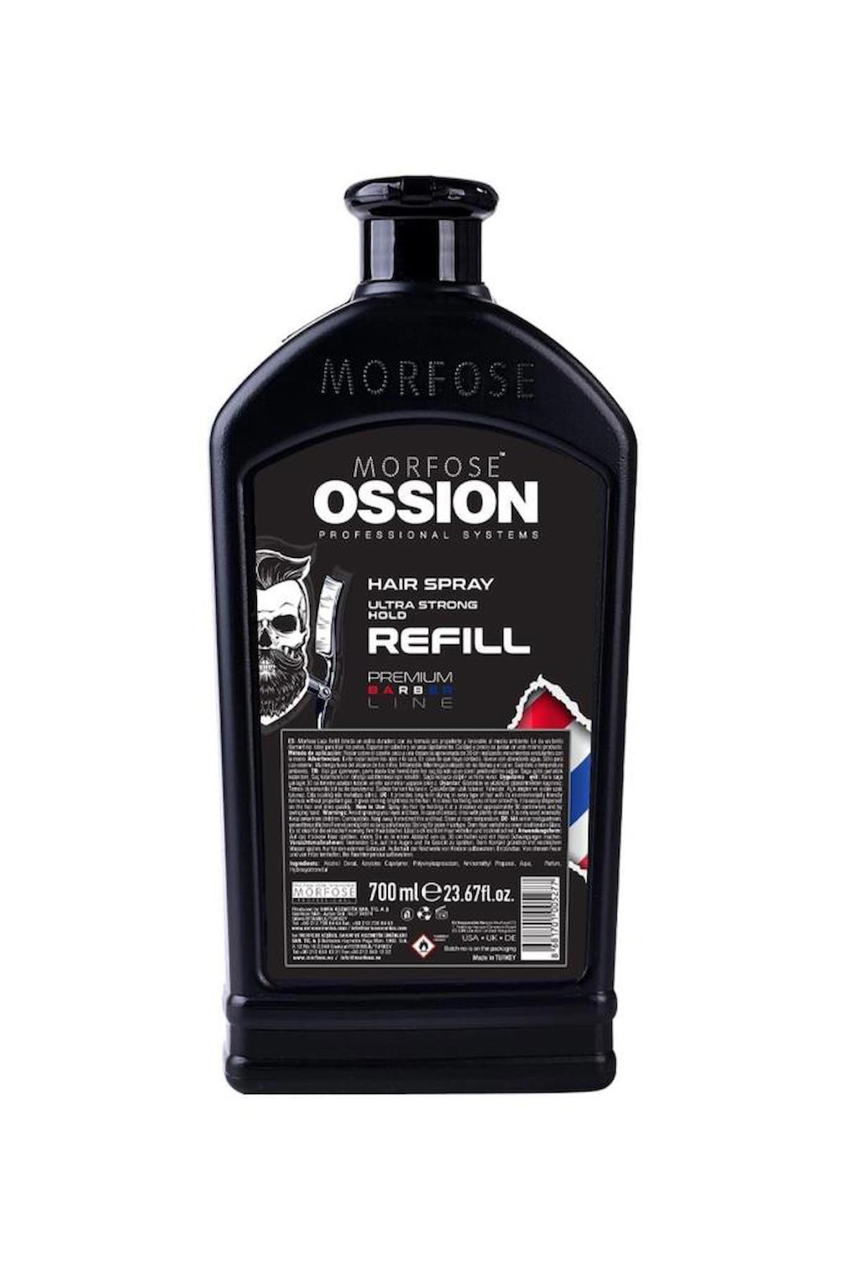 Morfose Ossion Premium Barber Line Ultra Strong Refill Gazsız Saç Spreyi 700 Ml