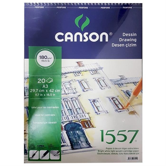 Canson 1557 Eskiz Defteri Spiralli 180g 20 Yaprak A3