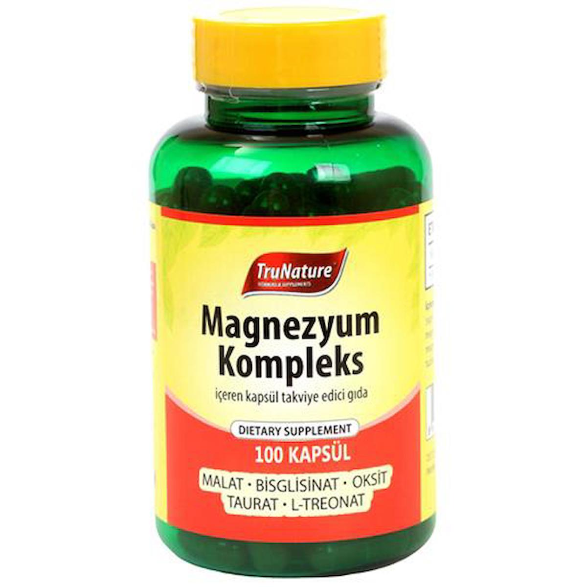 Trunature Magnesium Complex 100 Kapsül Magnezyum Kompleks Malat Bisglisinat Taurat Sitrat Oksit Kalsiyum L-Treonat