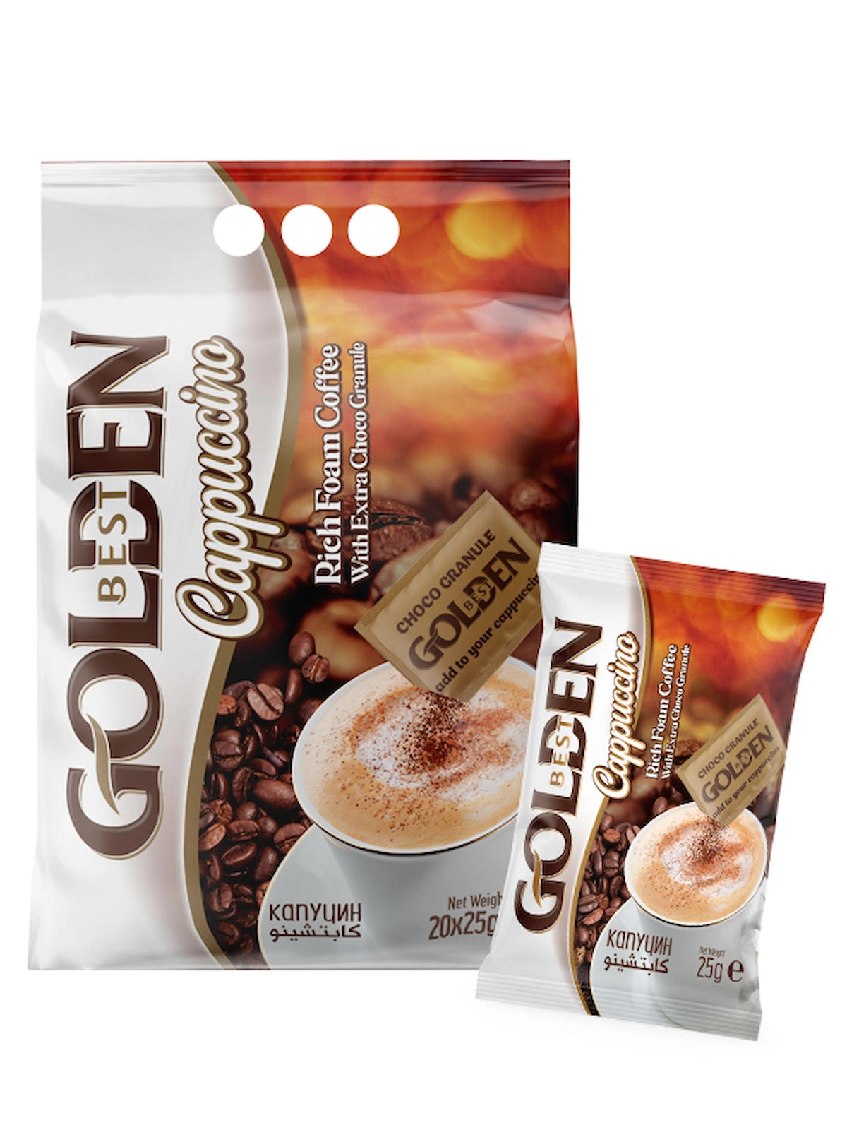 Golden Best Çikolata Soslu Bol Köpüklü Granule Cappuccino Kahve - 20'li Kutu (20 x 25 g)