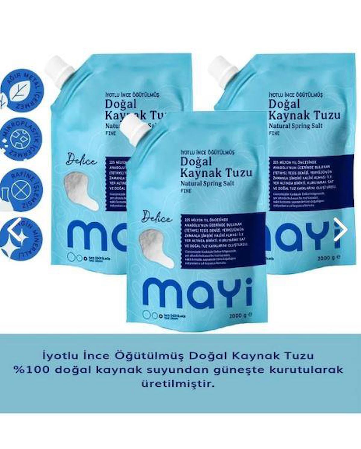 Mayi Tuz Iyot Ilaveli Ince Öğütülmüş Doğal Kaynak Tuzu 3 X 2 Kg