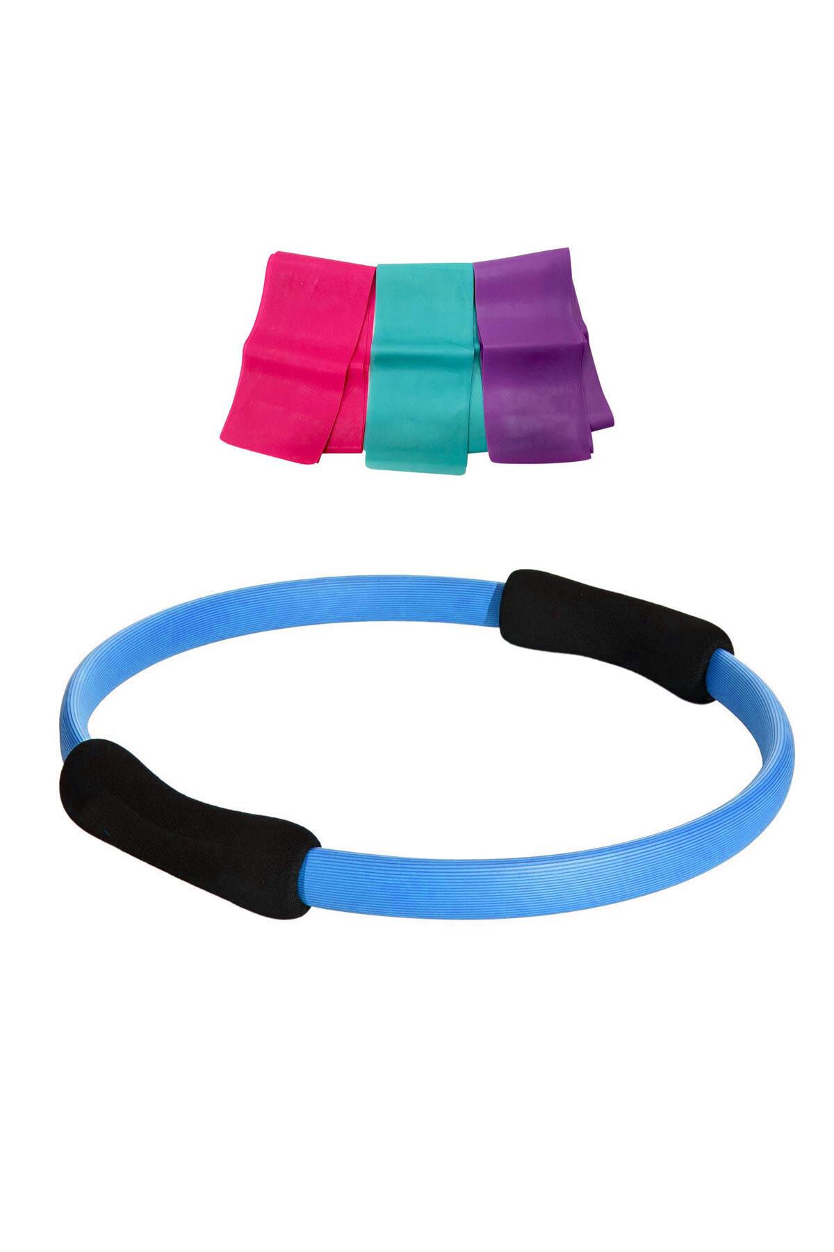 Spor Byfit Mavi Pilates Çemberi ve 3lü Pilates Band Seti