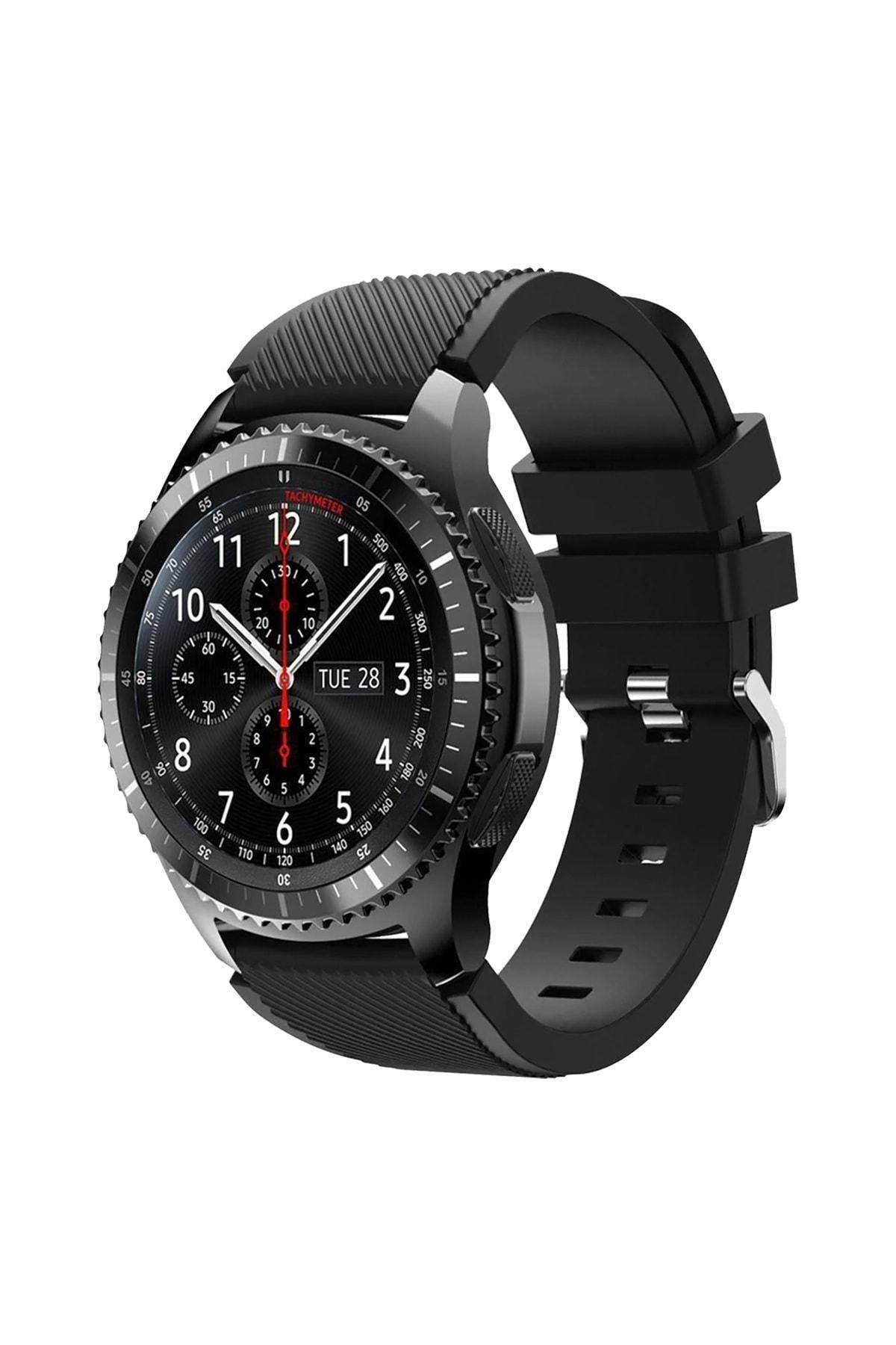 Samsung Watch 22mm Uyumlu Krd2 Frontier Siyah Silikon Kordon