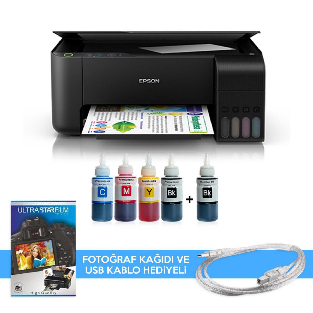 Epson Tanklı L3150 Photoink Mürekkepli Tanklı Yazıcı (1 Siyah Mürekkep ve Fotoğraf Kağıdı Hediyeli)