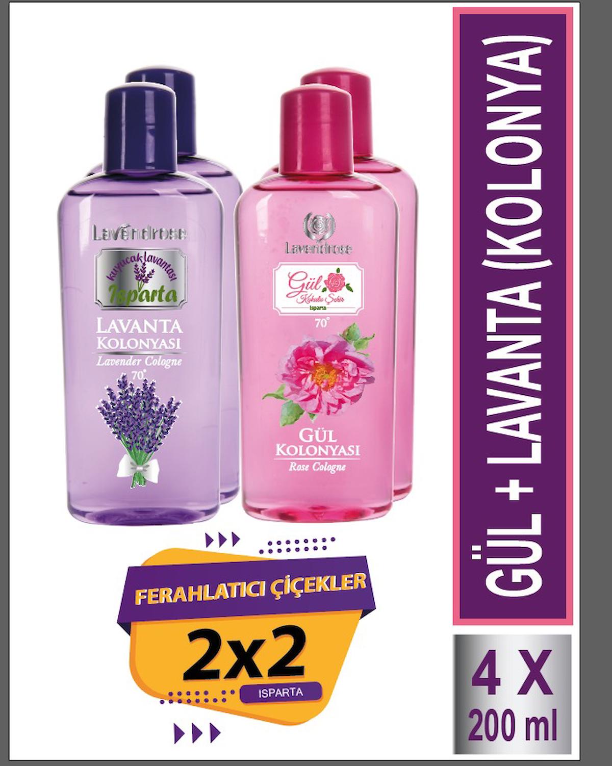 Lavendrose Lavanta 70 Derece Pet Şişe 200 ml 4 Adet Kolonya