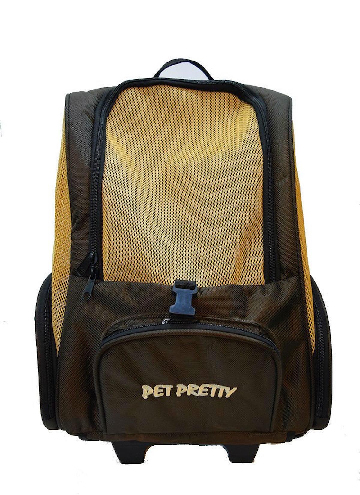 Petpretty Kedi Köpek Çekçekli Sırt Taşıma Çantası Kahverengi