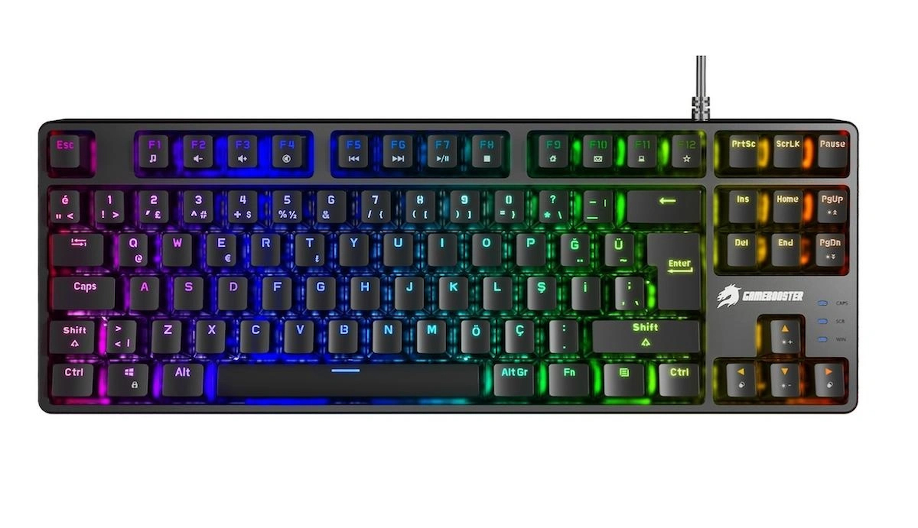 Gamebooster G23B Enigma TKL Rainbow Aydınlatmalı Red Switch Mekanik Siyah Oyun Klavyesi