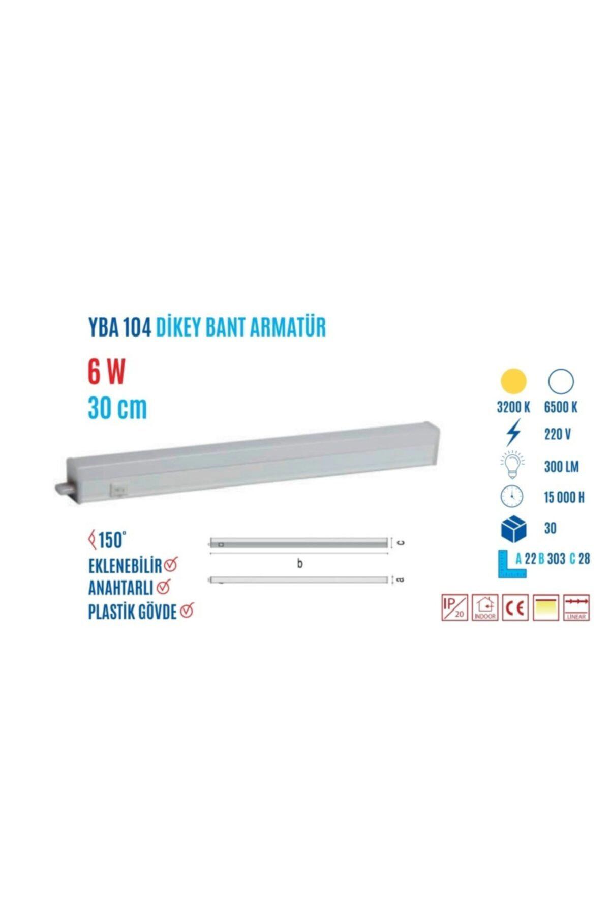 Yba-104b 6w 30cm Beyaz Led Bant Armatür