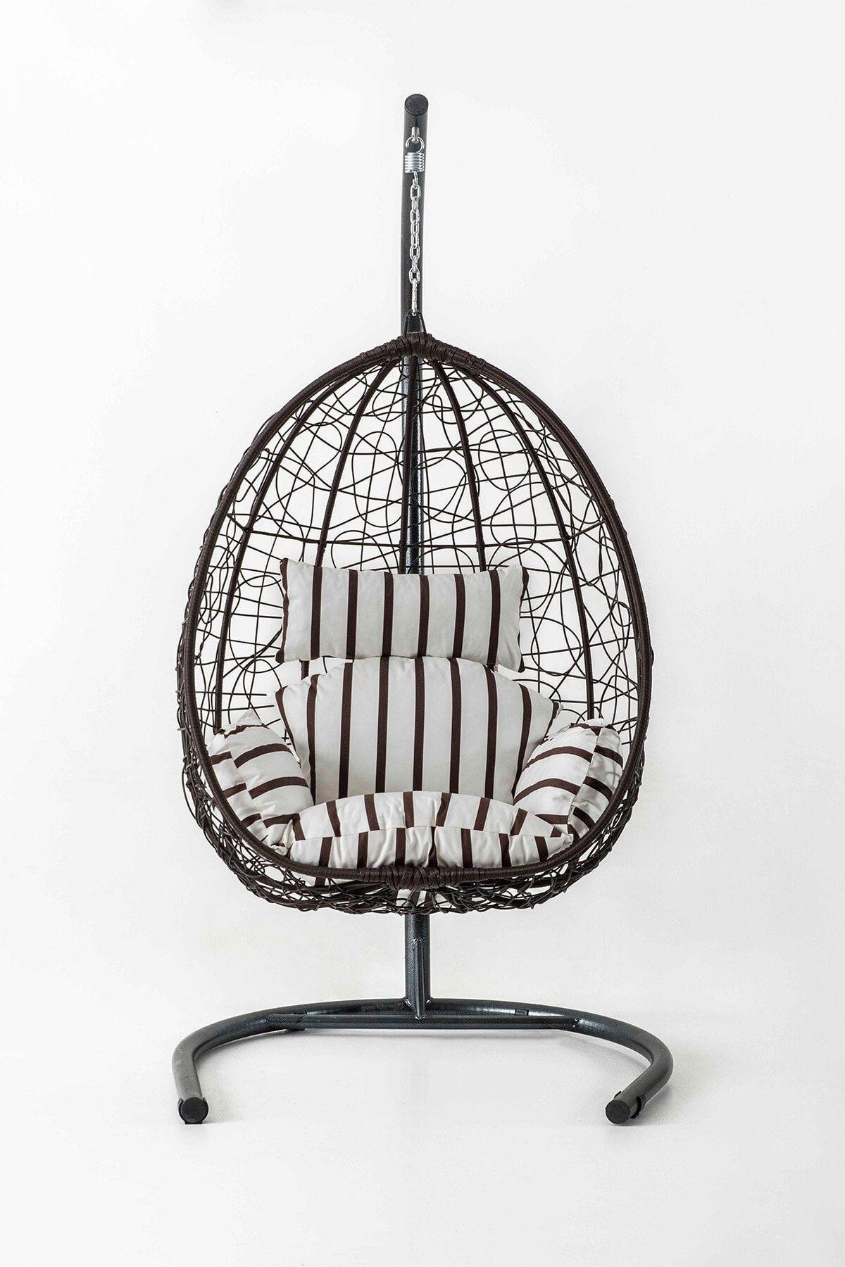 Eymense Deco Rattan Salıncak Kahve Zebra Kahve