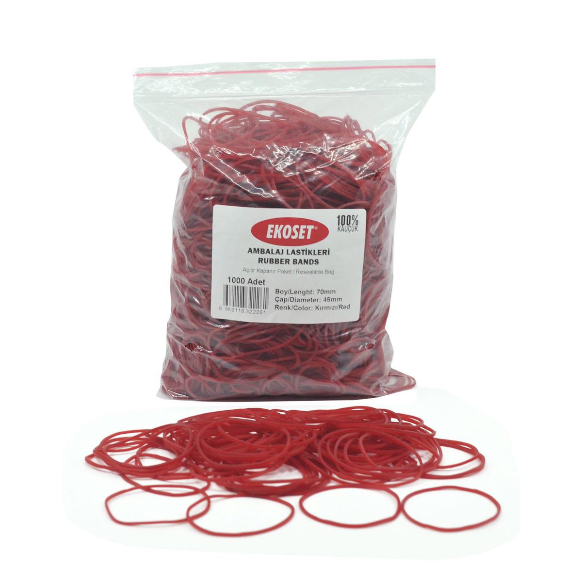 Ekoset Kırmızı Paket Ambalaj Para Lastiği 1000 Adet 70mm 