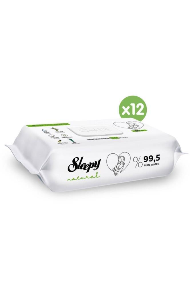 Sleepy Natural Yenidoğan -Alkolsüz 12 x 90 Yaprak 12 Paket Islak Mendil