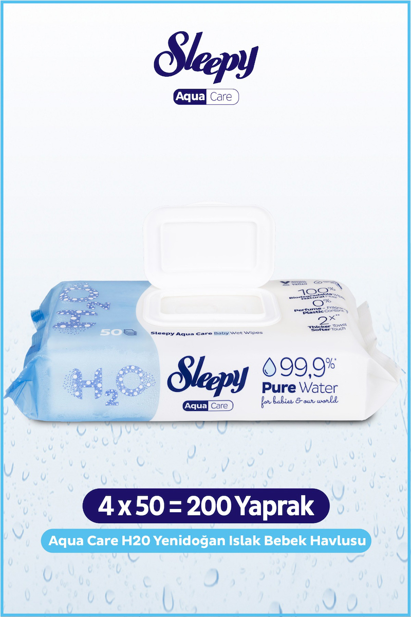 Sleepy AquaCare H2O Yenidoğan Islak Bebek Havlusu 4X50