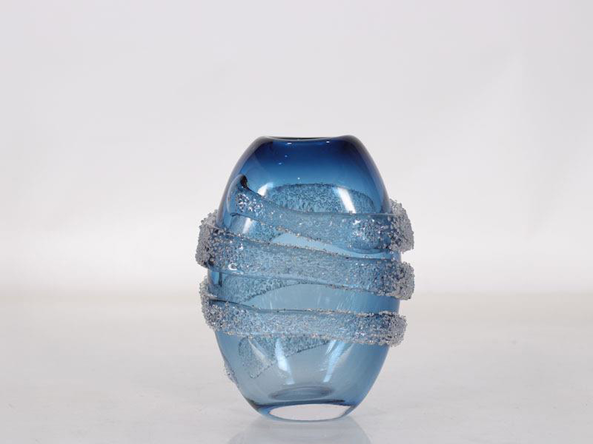  LAMEDORE BLUE ORBIT SMALL GLASS VASE 18X11,5X23 CM