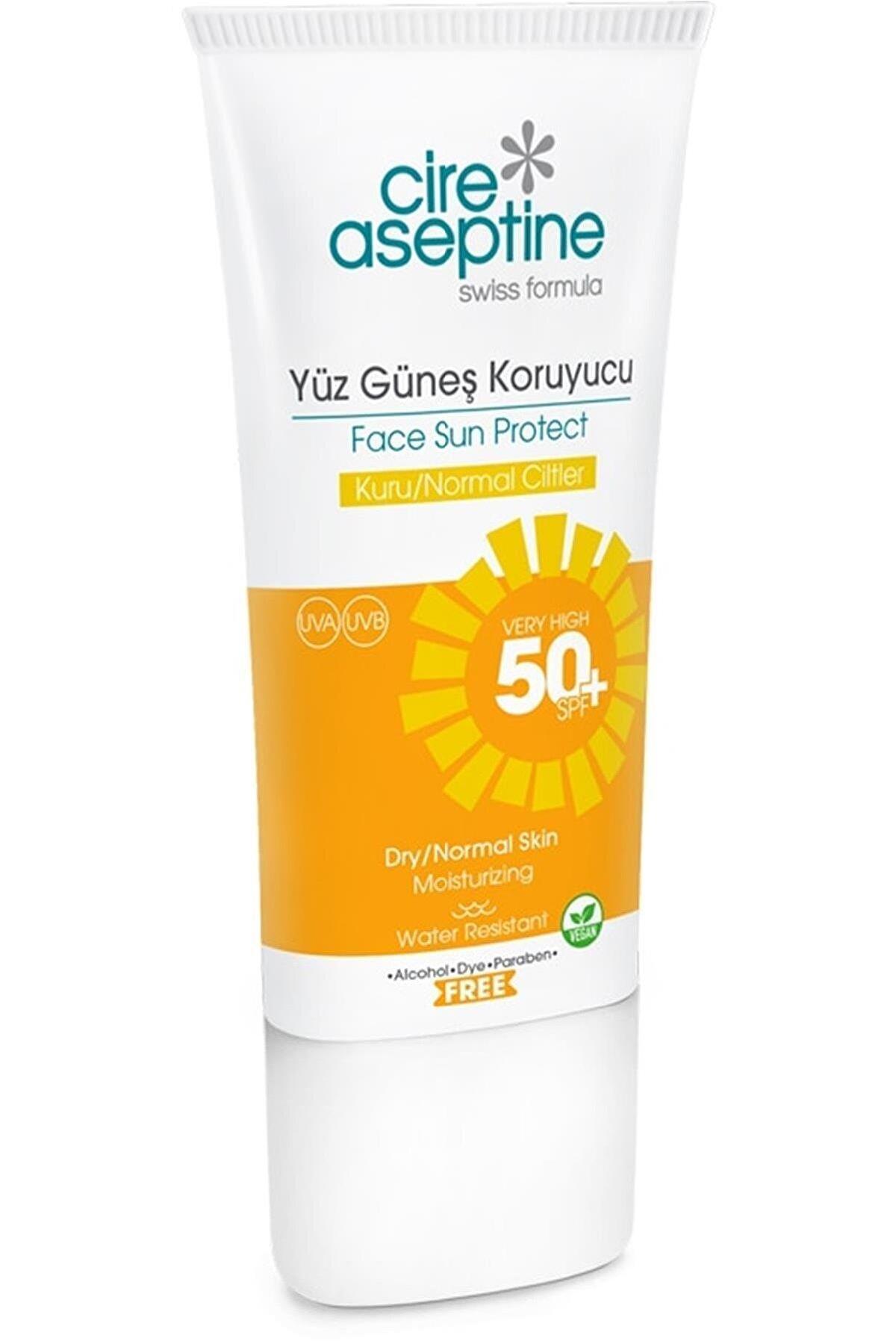 Cire Aseptine Yüz Güneş Kremi 50+ Faktör Kuru Ciltler İçin Renksiz Güneş Koruyucu Krem 50 ml