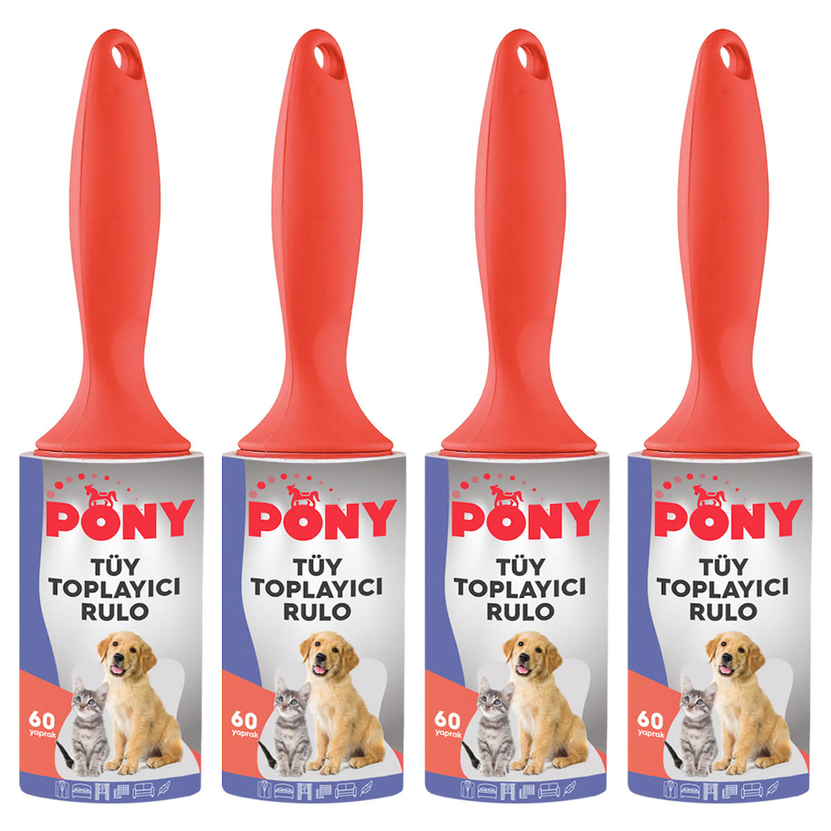 PONY TÜY TOPLAYICI RULO 4 LÜ SET KEDİ KÖPEK