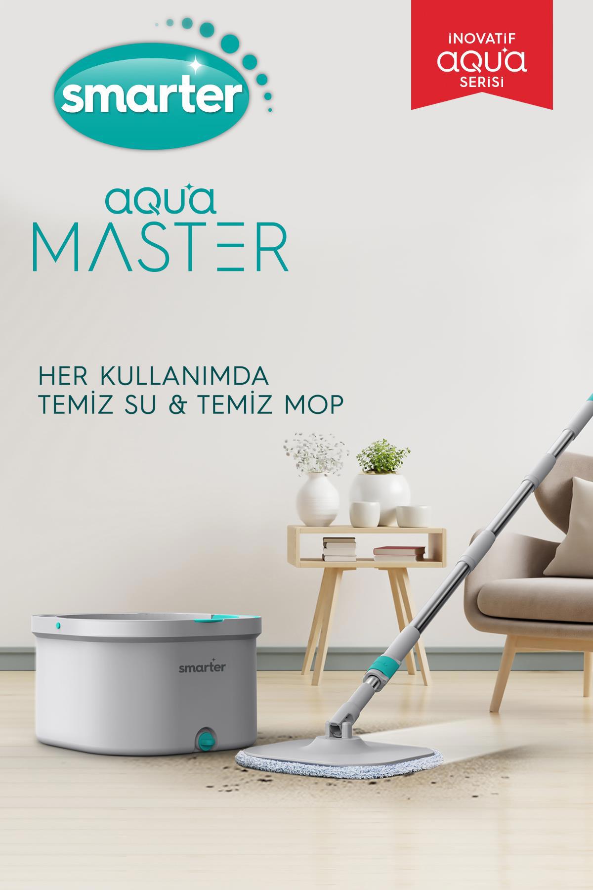 SMARTER AQUA MASTER TEMİZ & KİRLİ SUYU AYIRMA ÖZELLİĞİ OTOMATİK TEMİZLİK SETİ MOP PASPAS 
